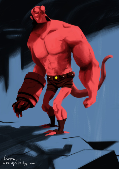 agreda:  Aquí el sr. Hellboy. Sigo intentando aprender a pintar con CLIP STUDIO PAINTHe encontrado un pincel con el que estoy cómodo, así que voy a ver si le cojo el tranquillo a esto.   Mr. Hellboy. Trying to learn digital painting with Clip Studio