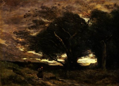 shakypigment:  Jean-Baptiste-Camille Corot, Gust of Wind, 1866