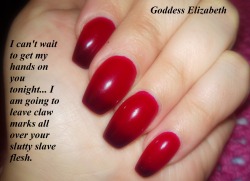 goddess-elizabeths-property:  Yes Goddess, thank you Goddess Elizabeth   My name is Goddess Elizabeth. I am a lifestyle and pro domme.   My kik - passivelove101 … My time is precious - TRIBUTES ARE REQUIRED FOR CHAT… offer one in your initial message