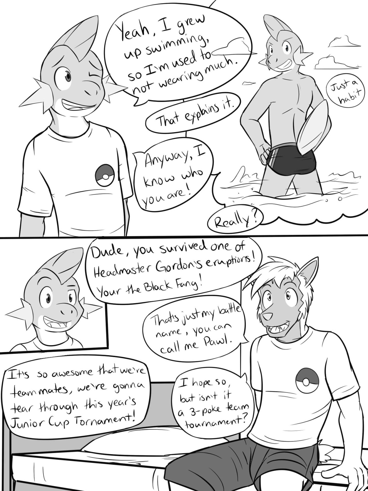 Pokemon Combat Academy - pg 24-25Pawl and Gao get to know each other a bit, and looks