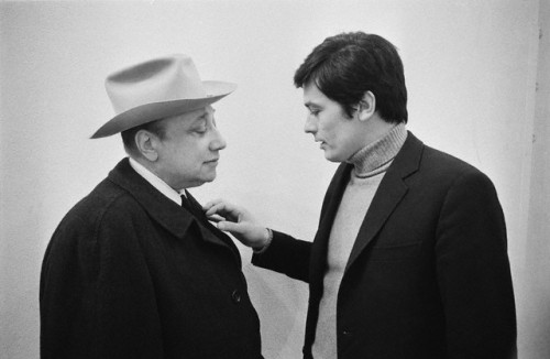 cinephiliabeyond:  Jean-Pierre Melville and Alain Delon.What I have to say is very simple and very s