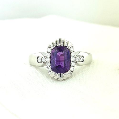 Sapphires come in all different colors like this intense deep purple. They offer every color in the 