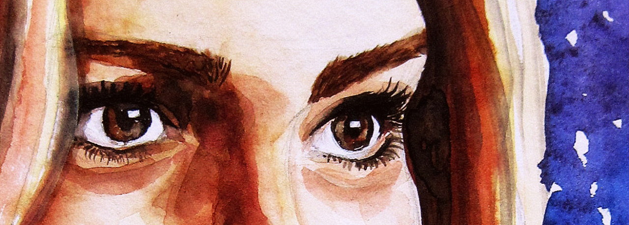 cleozora:  Billie Piper / Rose Tyler -  eyes in watercolour / pencil 