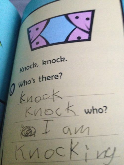 billcosplay: i had a book when i was a kid where u could write ur own knock knock jokes and im still