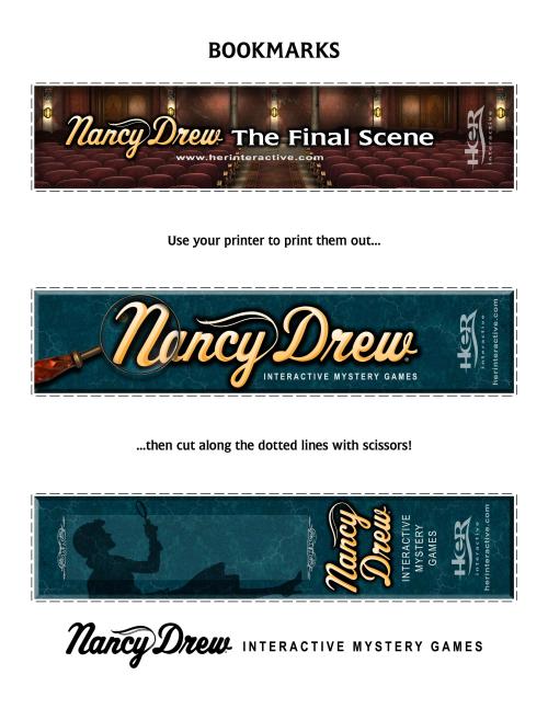 minettestan: Nancy Drew printable bookmarks from www.herinteractive.com circa. June 2002 I remember 