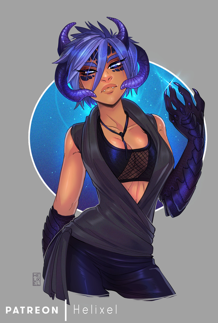 helixel: Commission for a lovely patron of mine, @frlmng ! Such badassery in this