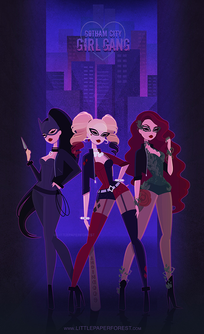 littlepaperforest:  Gotham City Girl Gang! ♡A new print I’ll have for Toronto