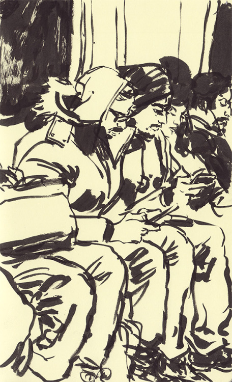 johnleedraws:Miscellaneous winter train drawings. These are all from the L; in the mornings on my wa