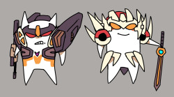 full-autopsy:  coralus:  I made Deadlock and Wing’s marshmallow bots before going to sleep.  ANGRY MARSHMALLOW AND POINTY MARSHMALLOW 
