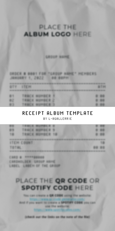 -receipt album template. psd (inspired by receiptify)Please, don’t claim this file as your own;Don’t