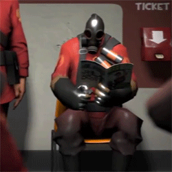 tf2crap:  I think that we all agree that Pyro can be cute and scary. And even though he(or she) wears a mask it is still a very expressive video game character. Additionally, let’s be honest. Pyro is more of a mystery than the Spy. 
