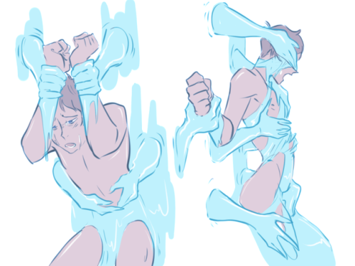 hardlynotnever: RIP my effort started dying near the end  BUT! I got a lot of asks about the “stuck in the wall/hole” type kink, and I DO enjoy it! But somehow the “wall” became sentient and…became a living latex/goop wall that sucks him in