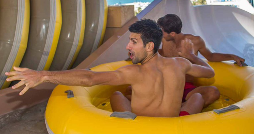 mynewplaidpants:  Novak Djokovic and his brother tubing in Dubai 