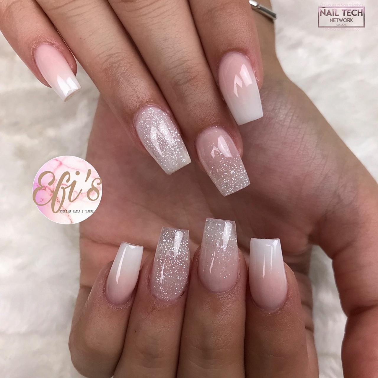 Baby Boomer Nails With Gems | suturasonline.com.br