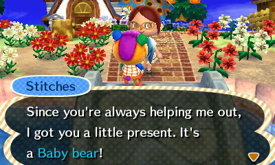 kerriacrossing:  Stitches stopped me this morning to give me his first born child.