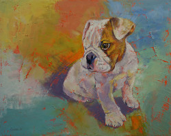 creese:  Michael Creese, Bulldog Puppy (2013), oil on canvas. 