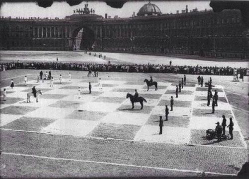 historicaltimes: A game of human chess St Petersburg then Leningrad Russia circa 1924 via reddit