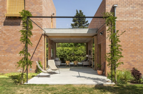 cjwho:  House 1101 by H Arquitectes | via In 2013, architects working at the Spanish agency H Arquitectes has built this family house located in Sant Cugat del Vallès, in Barcelona. The design works on matters, mixing concrete, red brick, old wood with