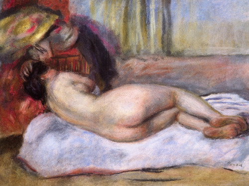 Sleeping Nude with Hat (Repose), Pierre-Auguste RenoirMedium: oil,canvas