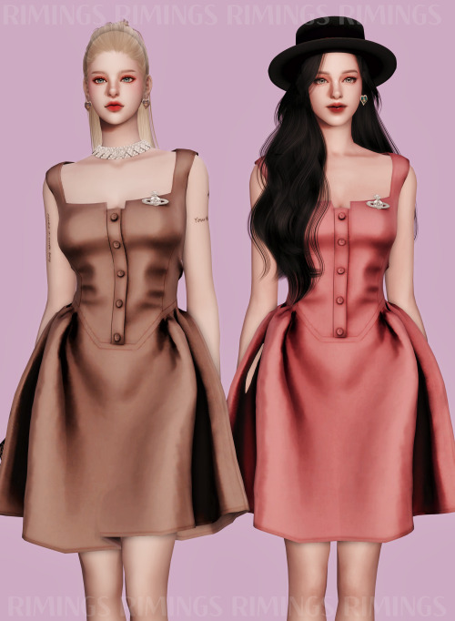  [RIMINGS] Vivienne Westwood Brooch & Ruffle Dress - DRESS- NEW MESH- ALL LODS- NORMAL MAP- 20 S