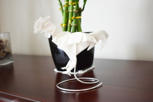 Rooster designed by Satoshi Kamiya | instructions | folded byGetting better at the complex one-sheet