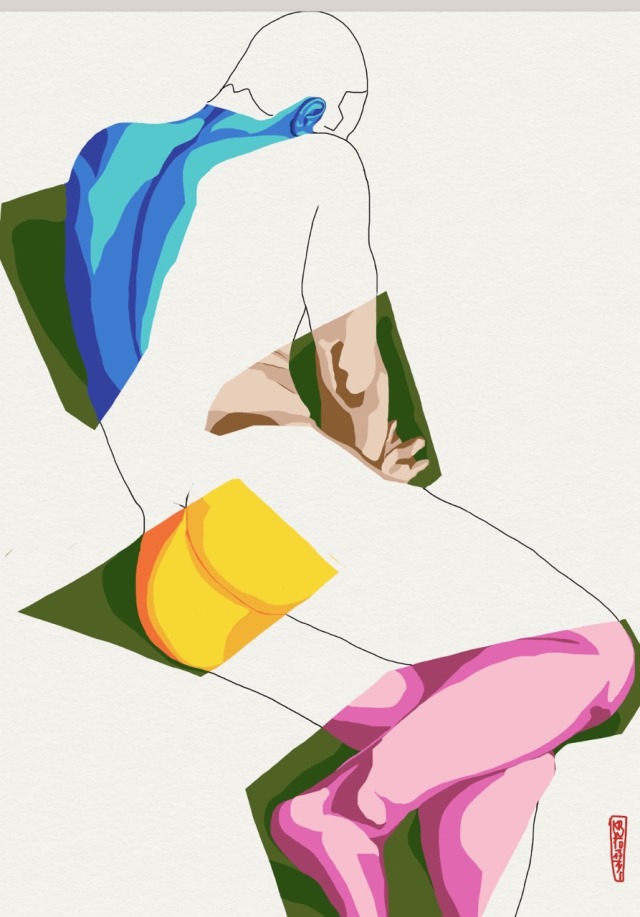 kwa56-blog:Semi-abstract figure study.Stylus on iPad, inkjet printed on archive paper.Approx.10x8inches.KRWall.