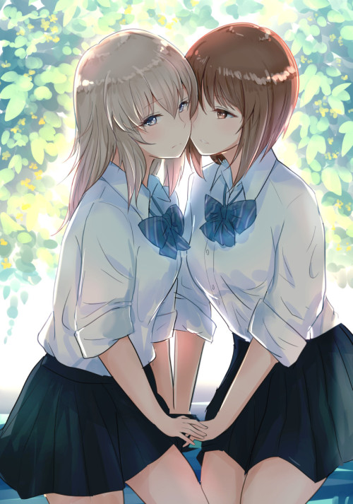 yurimother:  ☆      ☆      ☆      ☆      ☆Original Artwork: レズ特有の人があまり来ない温室的なJKエリみほBy Artist: 14歳美少女  
