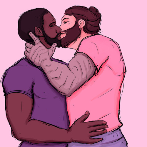buckybarbedwire: Smooch [Image: Sam Wilson and Bucky Barnes kissing.]