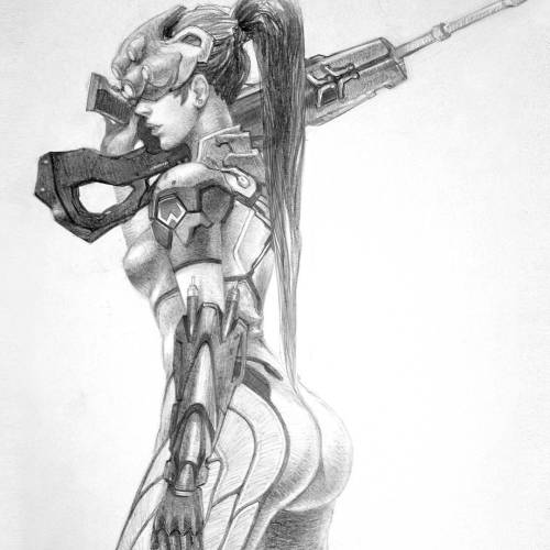 plotpretty:  Pencil practice an anticipation for Overwatch! #cantwait #overwatch #widowmaker #pencilrendering 