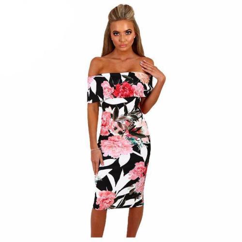 favepiece:Off Shoulder Bodycon Dress with Print - Get a 10% discount with code TUMBLR10!