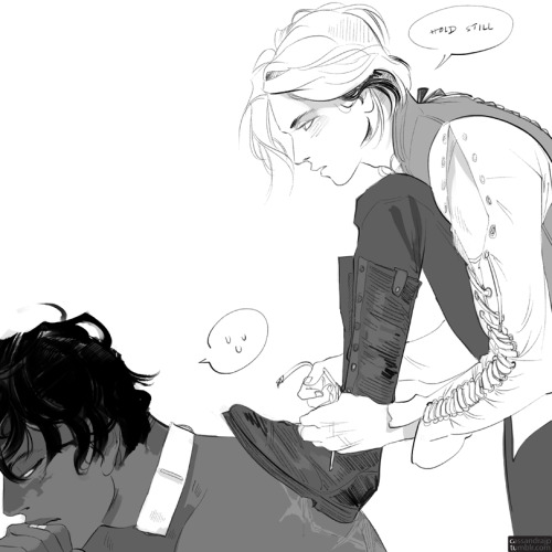 cassandrajp:  Captive Prince fanart! Laurent using his favorite step-stool to tie his laces up