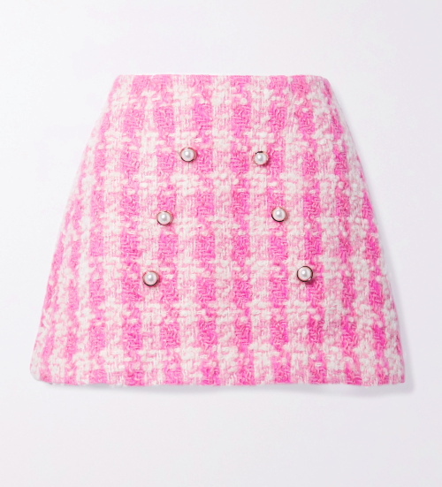 LOVESHACKFANCY Gibson checked wool-blend tweed mini skirt