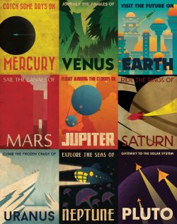 spaceexp:Retro Planetary Travel Posters!