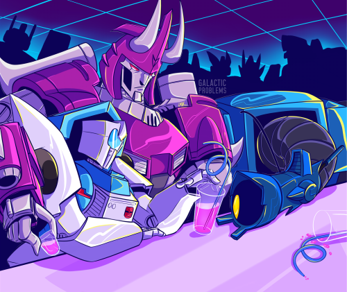 galacticproblems:Whirl finished his drink and is now plotting to steal Tailgate’s 