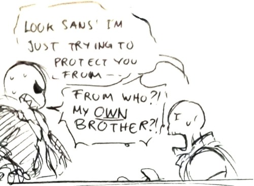 selamat-mencari:  [Sans Protection Squad] | [Underfell!Paps has feels] | [No don’t go there] | [He went there]Hi, hello happy new year~I really like the sad blob of mess sanses, but I also really like angry sans that is super protective to his brother