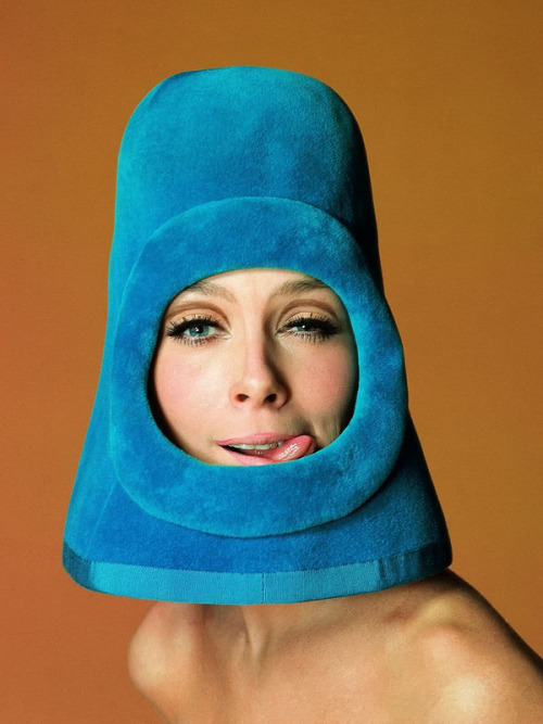 nickkahler:  Pierre Cardin, Portrait of a Woman with a Velour Helmet, c. 1960 