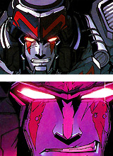 goddamnchou:  Megatron Origin   Since Megatron’s eyes are red, depending on the artist, his glowing eyes makes him look like he’s blushing.So adorable ( ´ ▽ ` )ﾉ