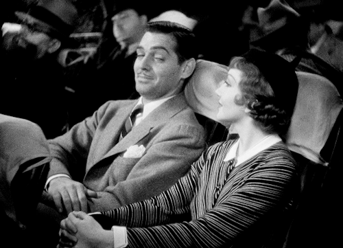 arthurpendragonns:CLARK GABLE and CLAUDETTE COLBERT inIt Happened One Night (1934) dir. Frank Capra