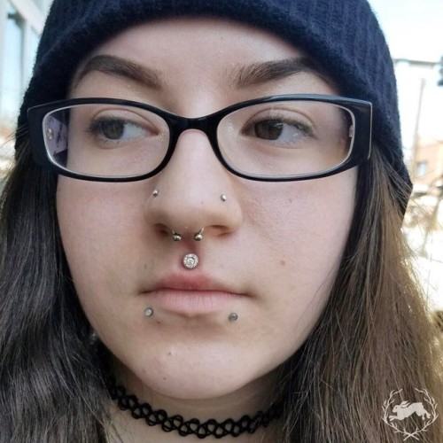 SIX16 || H A L OFresh philtrum piercing with white gold and cz’s - @false_mrsa. . . @six16