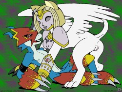 Digimon for the most part have atrocious designs, but this is a cute picture. If this were a porn i’d watch i guess :F