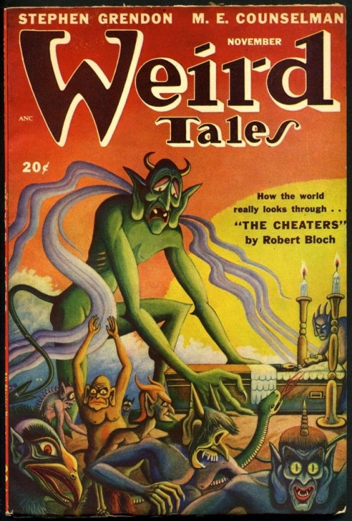 talesfromweirdland:‪Weird Tales covers from the 1940s/50s by Matt Fox. His work had a distinctive st