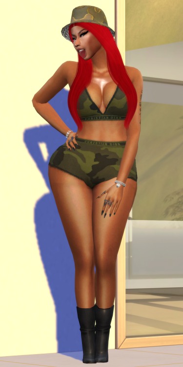 | NICKI MINAJ |Christian Dior Camouflage Bralette, High Waisted Briefs and Bucket HatHQ2 ColorsMaxis