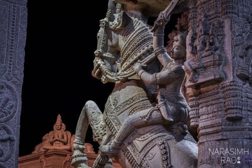 Warrior pillar, Srirangam temple, Tamil Nadu, photo by Narasimh Rao