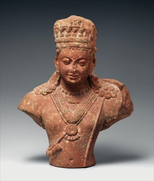 Crowned Bodhisattva. North India (Uttar Pradesh, Mathura), late Kushan dynasty. 3rd - early 4th cent