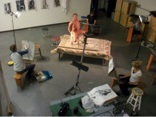 nakedartist:-A selection of poses for a graduate art class.  Although they have the canvasses a