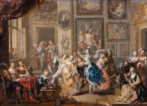 Dancing scene in a palace interior by Johann Georg Platzer, 1730-35