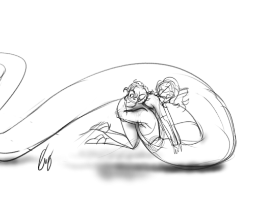 emsartwork:  ive been feeling uncharacteristically sappy so have some self indulgent snuddles(snake cuddles)