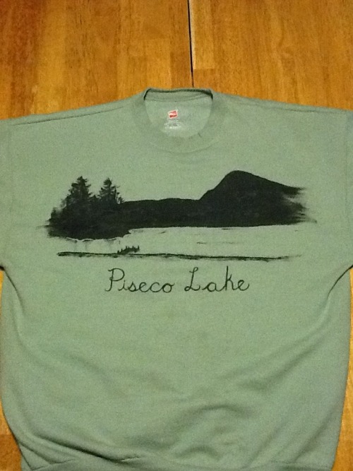 Piseco Lake sweatshirts! the two are basically identical, soft cotton sweatshirts in ivory and like 