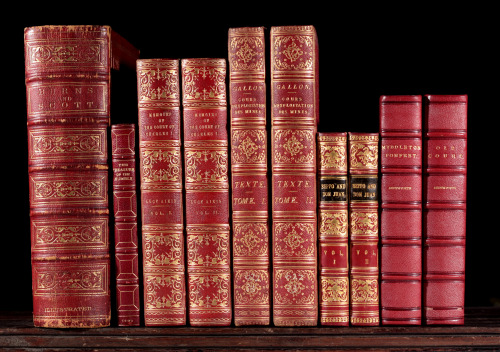 michaelmoonsbookshop - 19th century books bound in red leather...