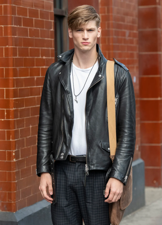 Black Leather Biker Jacket: Photo